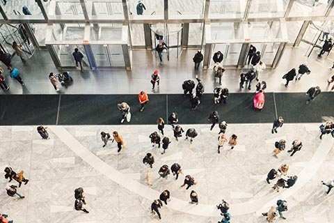 A photo of people at a venue